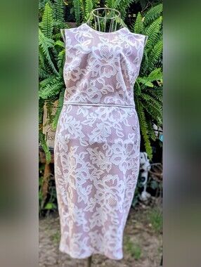 Kate & Lily sleeveless pink/ white floral lace dress sz 12
